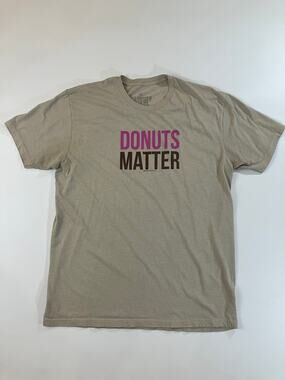 SuperFresh Donuts Matter T Shirt Men’s XL Tan 100% Cotton Funny Graphic Tee